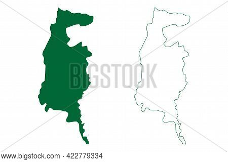 Bishnupur District (manipur State, Republic Of India) Map Vector Illustration, Scribble Sketch Bishn