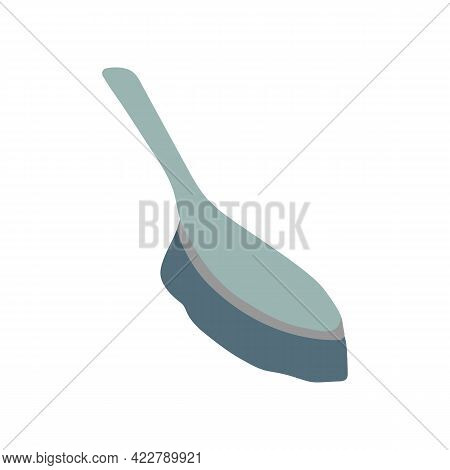 Flat Cleaning Item, Simple Green Handle Brush. Plastic Hand Brush With Bristles Icon. Can Be Used As
