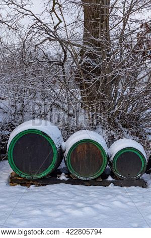 Wine barrels, Southern Moravia, Czech Republic