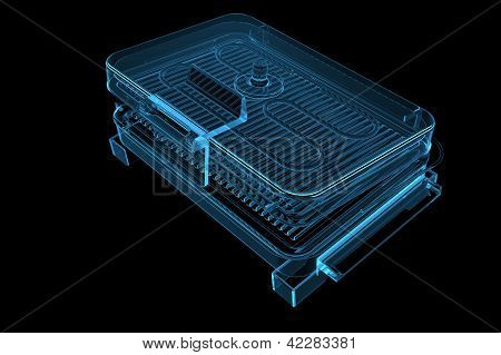 Indoor Electric Grill 3D X-Ray Blue Transparent