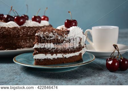 Black Forest Cake, Schwarzwald Pie, Dark Chocolate And Cherry Dessert . Black Forest Cake Decorated 