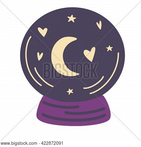 Magic Crystal Ball With Stars. Predicting The Future. Halloween Concept. Fortune Telling. Gothic Des
