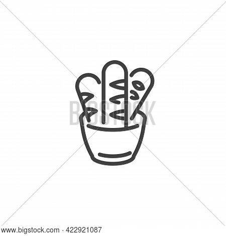 Baguette Bread Line Icon. Linear Style Sign For Mobile Concept And Web Design. Bread Sticks Outline 