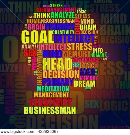 Abstract Colorful Silhouette Human Head With Words