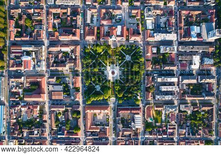 Bjelovar City Center And Central Square Aerial View, Bilogora Region Of Croatia