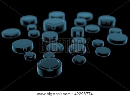 코인 셀 배터리 (3D Xray 블루 투명)