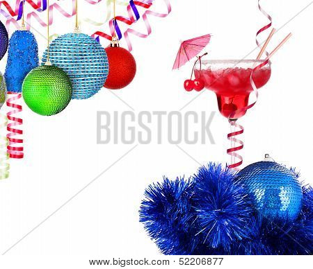 alcoholic cocktail with christmas decoraion