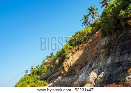 Slope Of The Mountain On The Coast Varkala, Kerala. India
