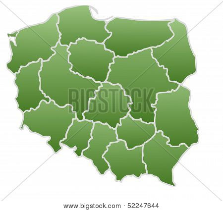 Map of Poland green