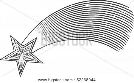 Shooting star in engraved style