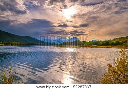 Beautiful Sunset At Grant Tetons