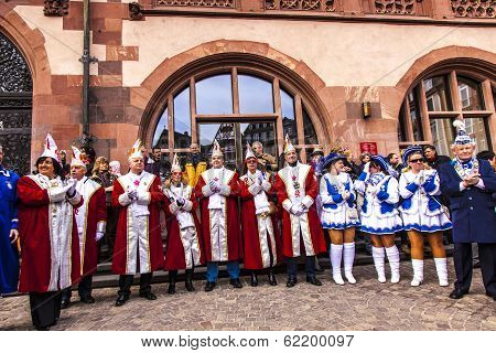 Carnival People Move To The Roemer With Music To Enter The Town Hall