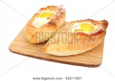 Ajarian khachapuri isolated on white