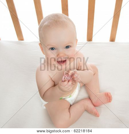 Infant Child Baby Girl Holding Baby Nipple Soother