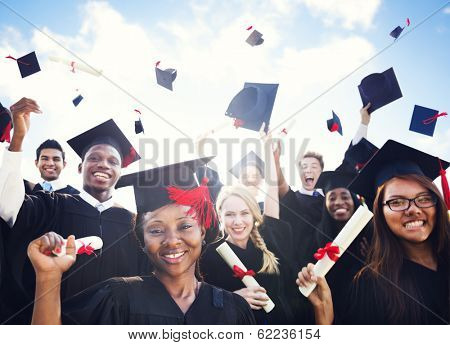 Diverse International Students Celebrating Graduation