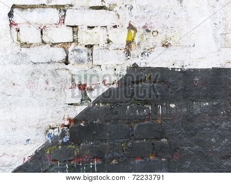 Old Brick Wall  Divided Into Two Sections