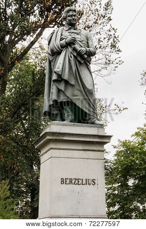 Statue For Berzelius At Berzeli Park In Stockholm.