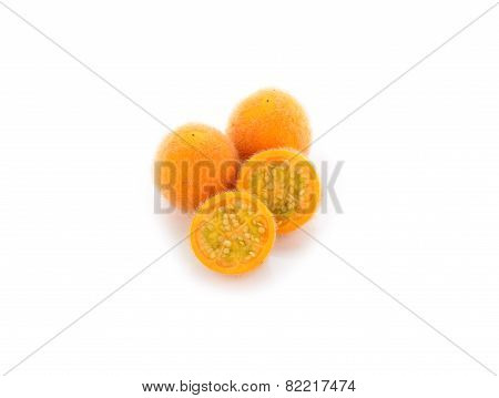 Hairy Eggplant, Solanum Ferlox On White Background