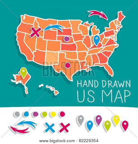 Hand drawn US map
