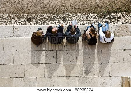 People Have A Rest At Monastery Of Jeronimos