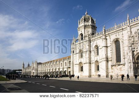 People Visit Monastery Of Jeronimos