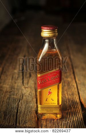 MONTREAL, CANADA - FEBRUARY 01, 2015:  Johnnie Walker is a brand of Scotch Whisky, the most widely distributed brand of blended Scotch whisky in the world.