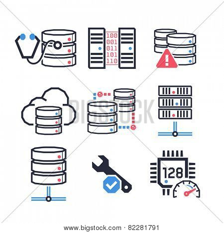 Servers & Databases icons set // Color