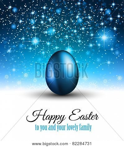 Happy Easter Background with a Colorful Egg with Shadow and greeetings text to use for elegant cards or event invitations or advertisement purposes