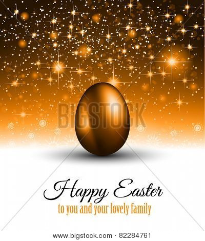 Happy Easter Background with a Colorful Egg with Shadow and greeetings text to use for elegant cards or event invitations or advertisement purposes
