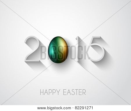 Happy Easter Background with a Colorful Egg with Shadow and greeetings text to use for elegant cards or event invitations or advertisement purposes