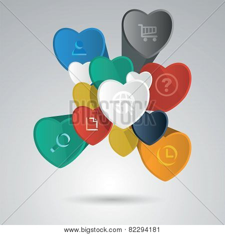 Vector Infographic Elements With Hearts