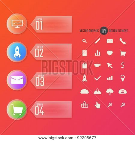 Modern numbered banners with icons set, color Design template. Can be used for infographics,  brochu