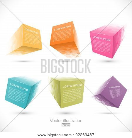 Set of pixelated cube banners