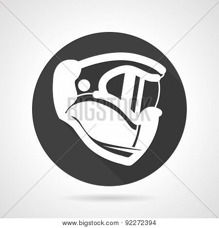 Sport helmet black round vector icon