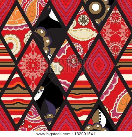 stock vector seamless pattern. oriental indian russian floral design. background