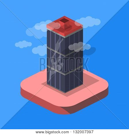 isometric building icon game  app  tower tile design