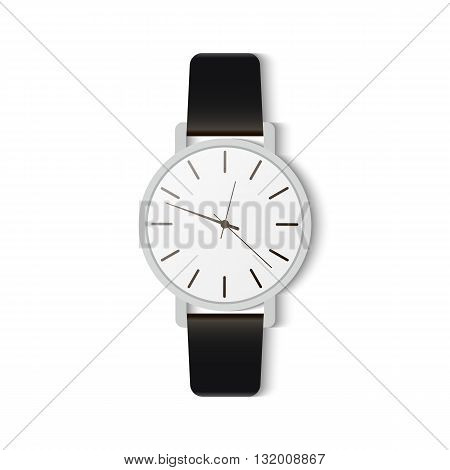 Wristwatch-style classic. Classic men's watch with black strap.
