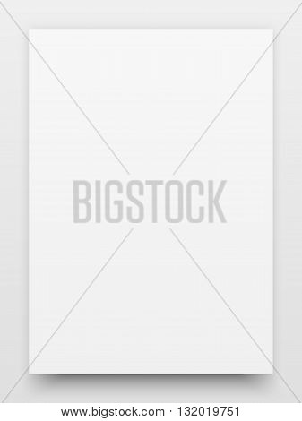 A2 white poster realistic template, mock-up with realistic shadow and light background for design concepts, presentations, web, identity, prints. Vector illustration.