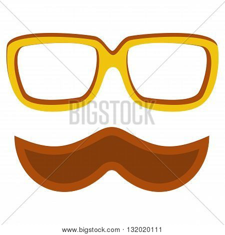 Hipster nerd glasses and stylish mustache isolated on white. Web Banner Vector Flat Design .Vector Mustache and Glasses Icon. Hipster creative design template illustration