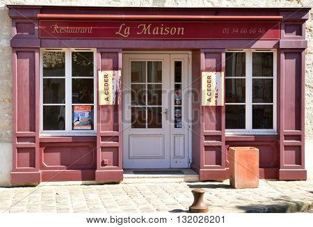 Cormeilles en Vexin France - june 4 2015 : a restaurant for sale in the village in summer