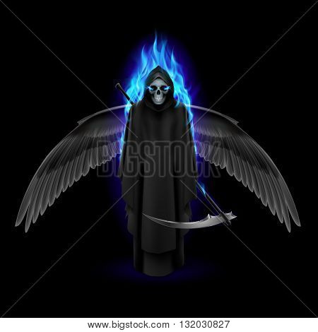 Grim Reaper with wings and blue flame