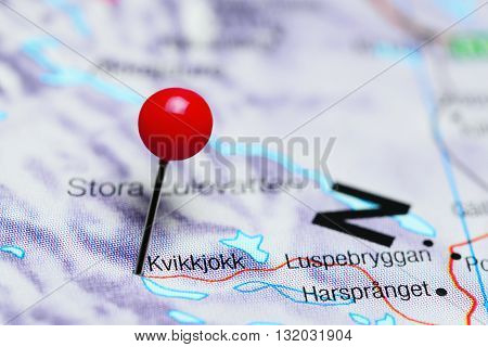 Kvikkjokk pinned on a map of Sweden