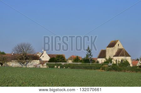 Ableiges France - august 12 2015 : the picturesque village of La Villeneuve Saint Martin