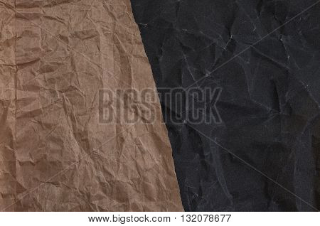 Crumpled brown and black sandpaper texture. crumpled texture.paper texture