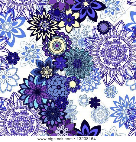 Mandala pattern floral elements decorative ornament. Seamless pattern background. Arabic Asian ottoman motifs. Vector illustration
