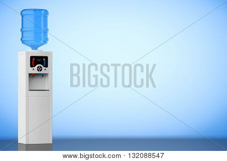 Old Style Photo. Water Cooler with Bottle on a blue background. 3d rendering