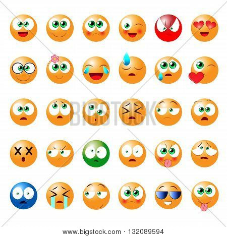 Set of fun emoticons for use in games chat rooms social networks websites and other online projects