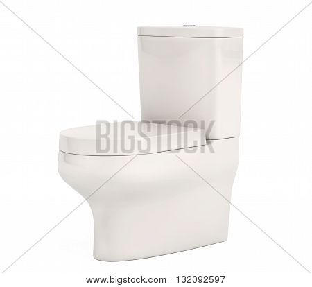 White Ceramic Toilet Bowl on a white background. 3d Rendering