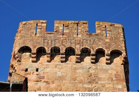 Frejus; France - april 16 2016 : a medieval tower in the city center
