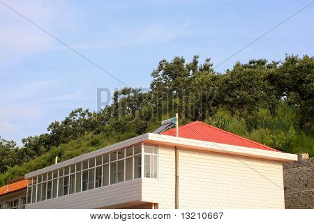 Scenérie horské vesnici stavební